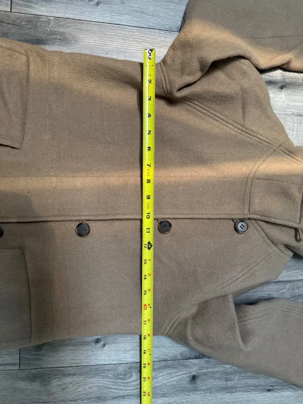 J. Crew Wool Blend Hooded Button Front Coat In Camel Size 4 Fully Lined Made In - Picture 8 of 12
